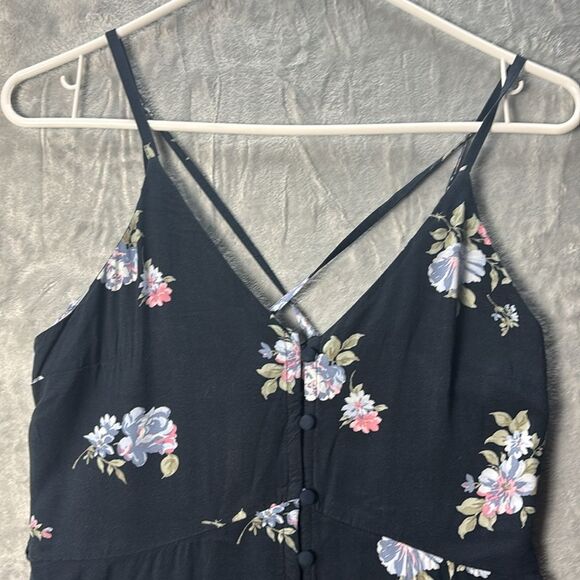 Abercrombie & Fitch Women's Navy Blue Floral Button Front Dress Size Small - Picture 2 of 10